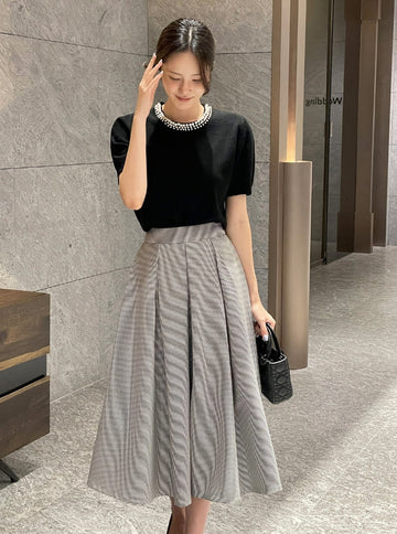 Terial Pearl Neck Volume Knit